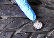 close up of a tyre puncture repair in chesterfield